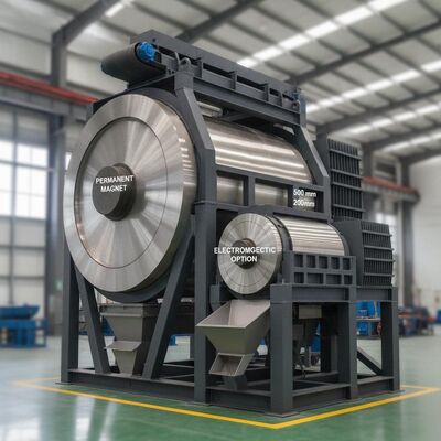 Oil Cooling Dry Magnetic Separator Featuring Permanent Magnet or Electromagnetic Options Magnetic Drum Diameter Ranging 500 to 2000 Mm