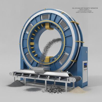 Oil Cooling Dry Magnetic Separator Circular Configuration Perfect for Sorting Magnetic Particles in Mining and Recycling