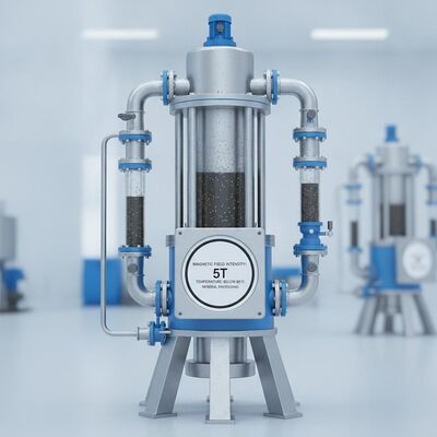 Vertical Structural Form Wet Magnetic Separator Magnet Field Intensity 5T Temperature Below 60 Degrees For Mineral Processing