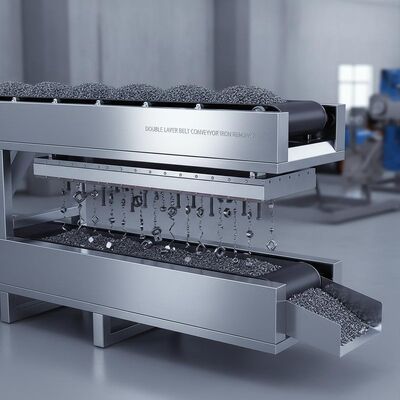 Double Layer Belt Conveyor Iron Remover Permanent Magnetic Separator Equipped Using 316SS Shell Material Providing Iron Removal